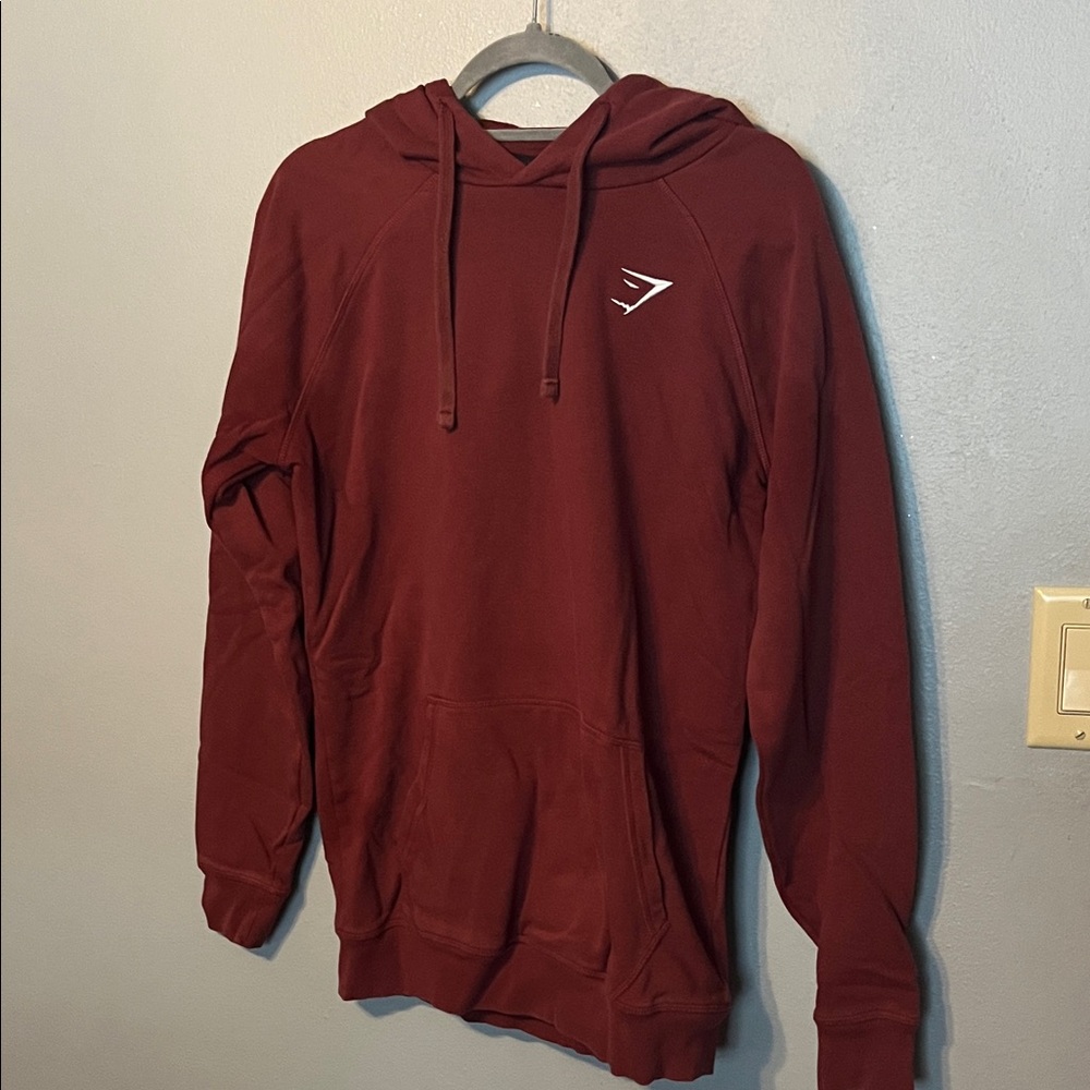 Gymshark Wine Red Pullover Hoodie with White Logo
